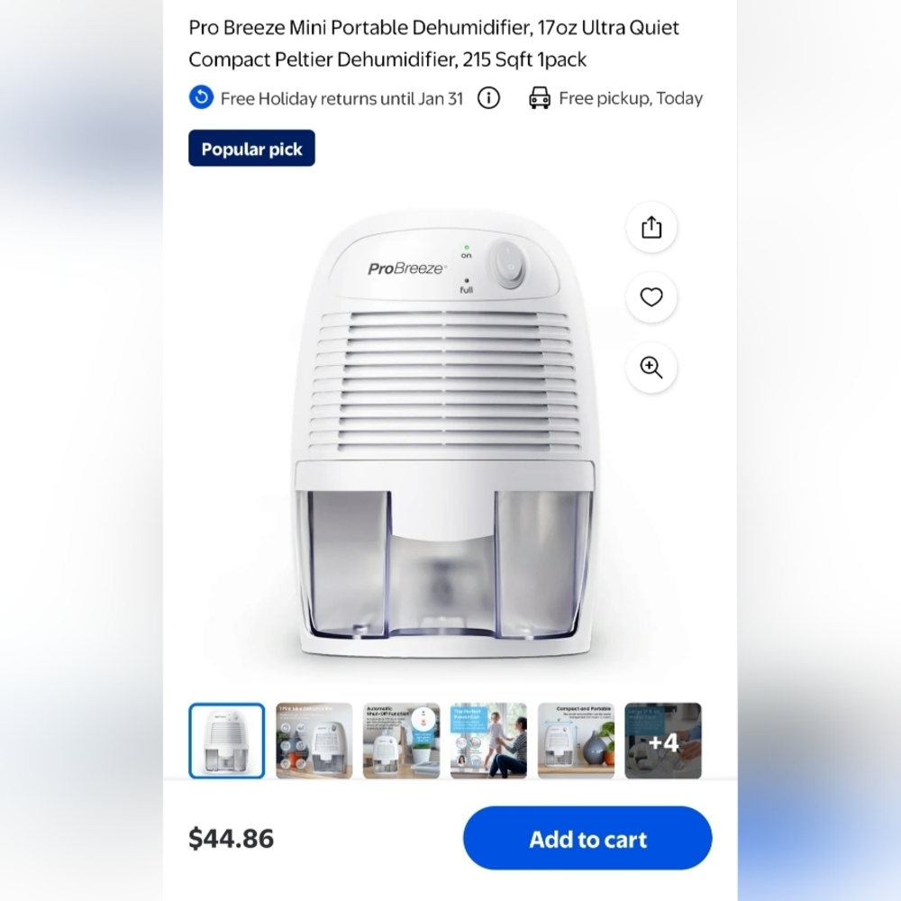 White Mini Portable Dehumidifier